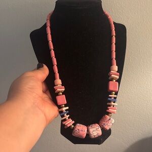 Pink and Blue Beaded Necklace